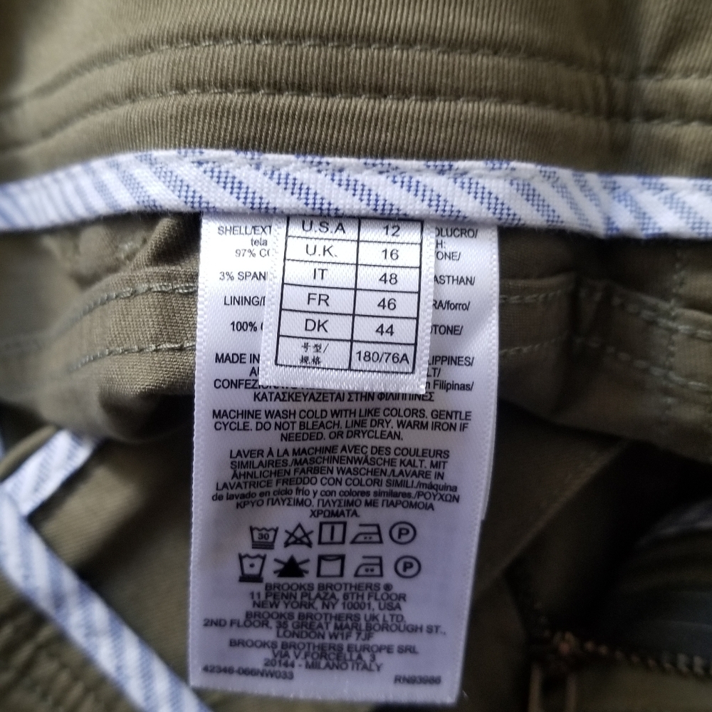 Brooks Brothers High Waist Tapered Leg Chino Pants Size 12 Khaki Olive G… - Picture 7 of 9